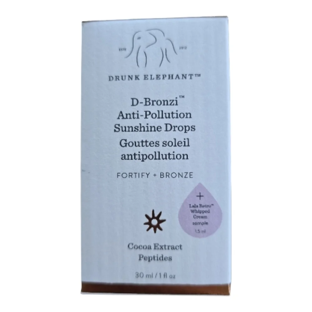 Drunk Elephant NIB D Bronzi Sunshine Drops 1oz Cocoa Extract Peptides